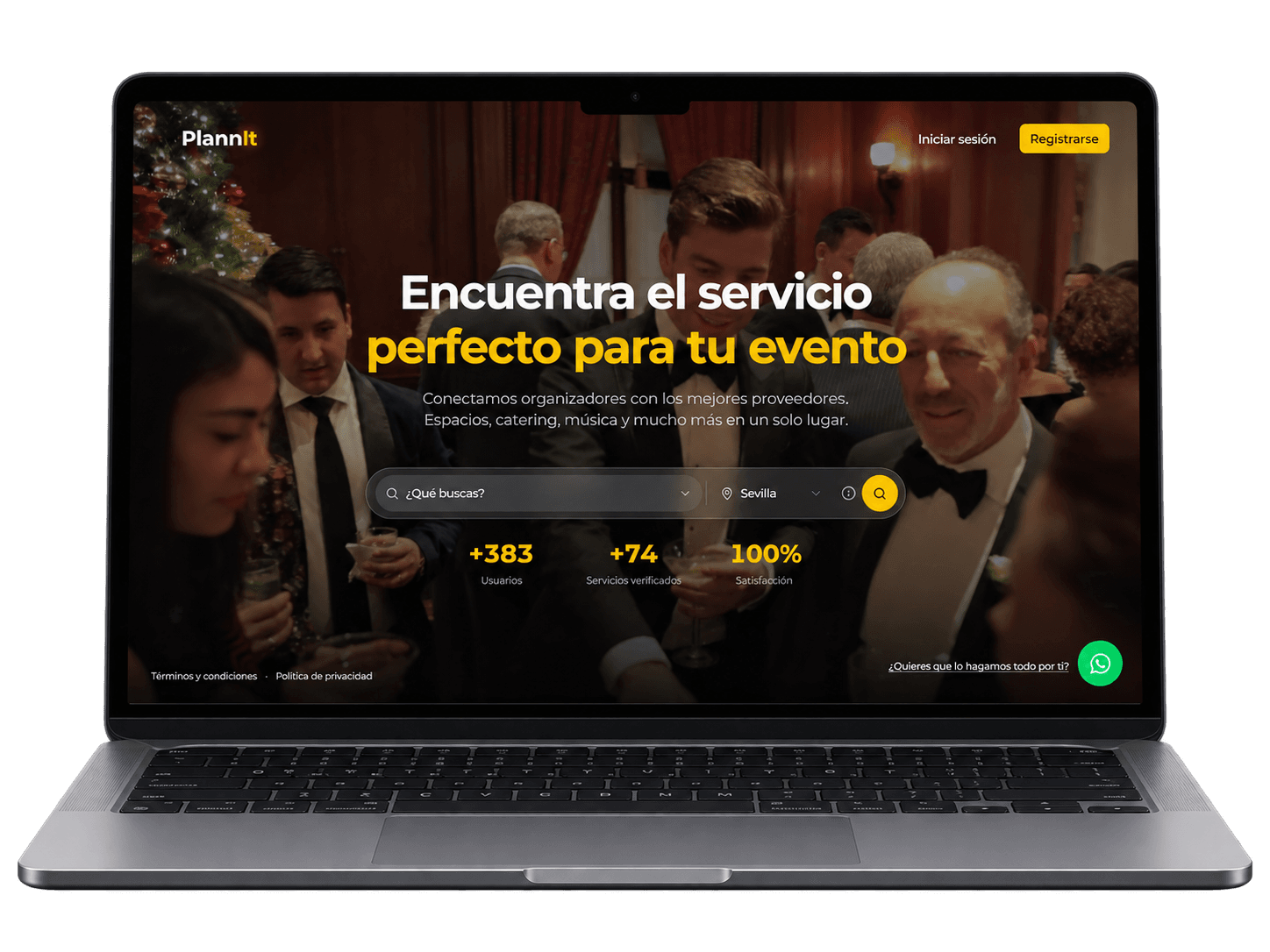 Portátil con la portada real de la App de PlannIt